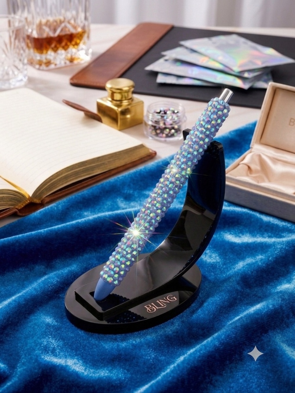 Bling Crystal Rhinestone Ballpoint Pen - Blue